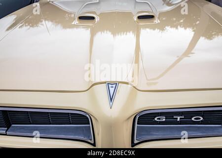 Tybee Island, GA - October 3, 2020: 1968 Pontiac GTO hardtop coupe at a local car show. Stock Photo