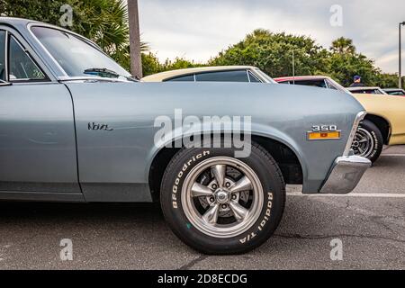 Tybee Island, GA - October 3, 2020: 1972 Chevrolet Nova coupe at a local car show. Stock Photo