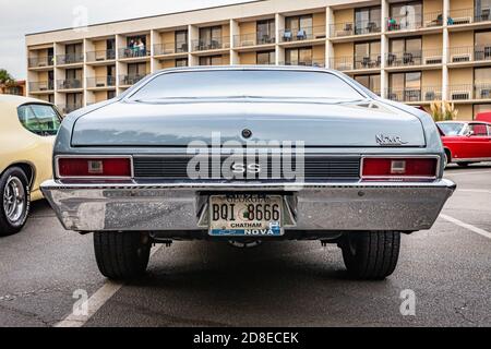 Tybee Island, GA - October 3, 2020: 1972 Chevrolet Nova coupe at a local car show. Stock Photo