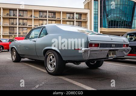 Tybee Island, GA - October 3, 2020: 1972 Chevrolet Nova coupe at a local car show. Stock Photo