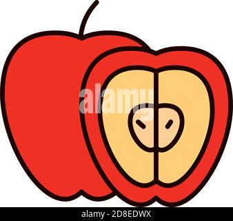 apple fruit line and fill style icon vector design Stock Vector Image ...