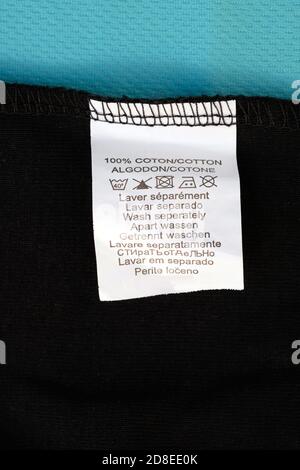Fabric composition clothes tag label isolated on white background Stock ...