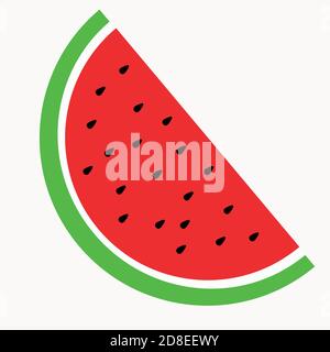 Watermelon fruit slice or cross section with seeds flat color art vector icon for apps and websites Stock Vector