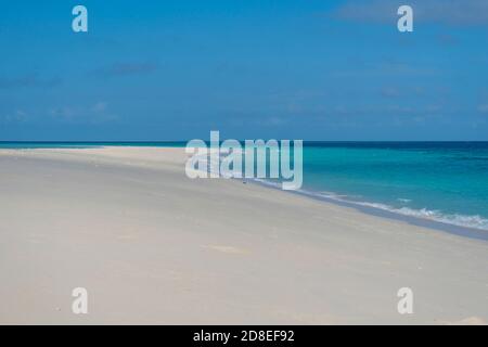 Zanzibar. Empty beach at Snow-white sand bank of Nakupenda Island. Appearing just a few hours in a day Stock Photo