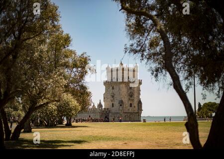 Belém Tower on the Tagus River in Lisbon, Portugal, Europe. Stock Photo