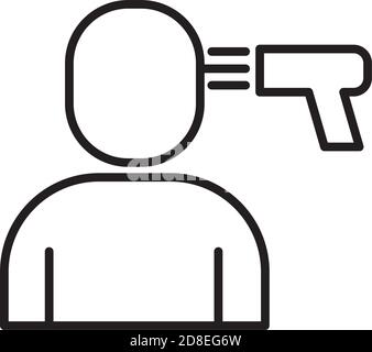 man with thermometer laser line style icon vector illustration design Stock Vector