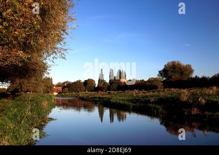 Autumn colours, river Nene Valley, near Castor village, Cambridgeshire, England; UK Stock Photo
