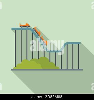 Roller coaster kids icon, flat style Stock Vector