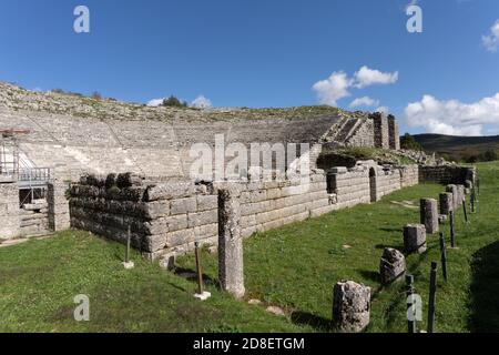 Ruins of Dodona, Epirus, northwestern Greece. Home to the oldest Hellenic oracle, second only to the oracle of Delphi in prestige. Stock Photo