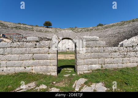 Ruins of Dodona, Epirus, northwestern Greece. Home to the oldest Hellenic oracle, second only to the oracle of Delphi in prestige. Stock Photo