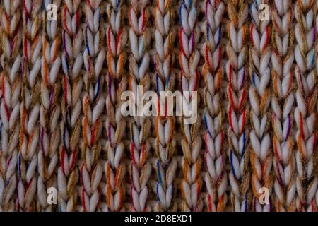 colorful vintage autumn Knitted fabric texture background. Closeup Stock Photo