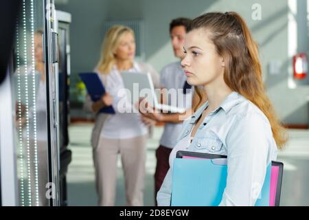 portrait of a woman on vending machine Stock Photo