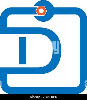 Letter D  logo icon forming a wrench and bolt design concept Stock Vector