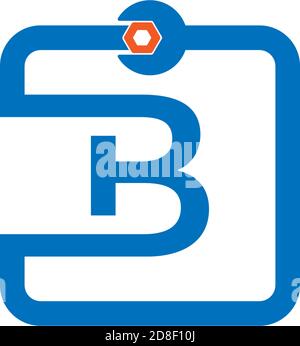 Letter B  logo icon forming a wrench and bolt design concept Stock Vector