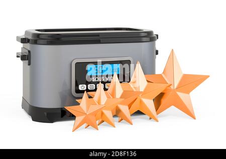 Customer rating of sous vide machine, concept. 3D rendering isolated on white background Stock Photo