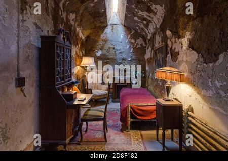 Al Capone's prison cell at Eastern State Penitentiary in Philadelphia, PA. Photo by Liz Roll Stock Photo