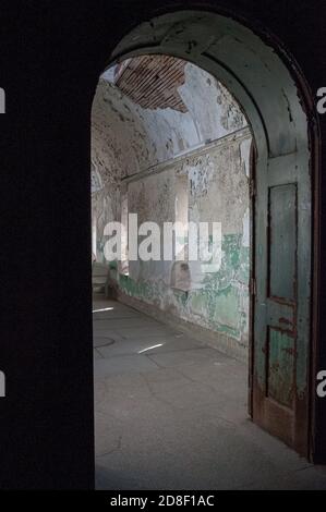 Hallway leading to the cell area at Eastern State Penitentiary in Philadelphia. Photo by Liz Roll Stock Photo