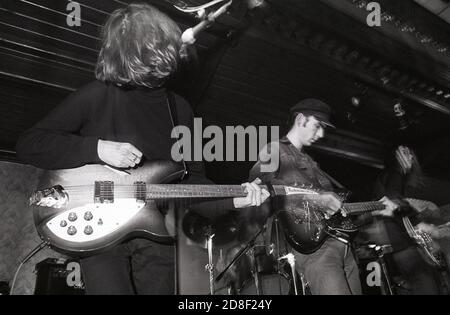 Andrew Sherriff, Simon Rowe and Russell Barrett of British shoegazing/alternative rock group Chapterhouse, on stage at Esquires, Bedford, UK, 30/11/90. Stock Photo