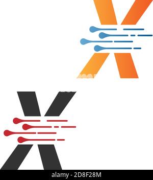 Letter X  simple  tech logo with circuit lines style icon template Stock Vector