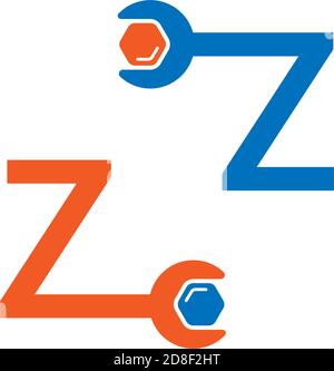Letter Z  logo icon forming a wrench and bolt design concept Stock Vector
