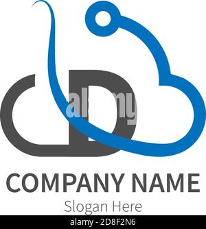 Letter D  combined with cloud technology icon logo illustration Stock Vector