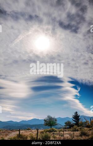 Lenticular clouds; unusual cloud formations; central Colorado; USA Stock Photo