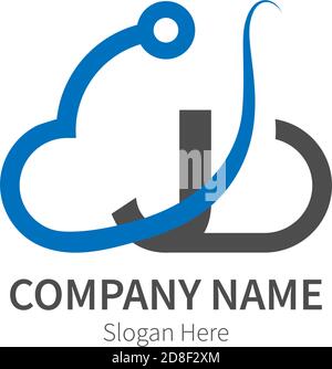 Letter  J combined with cloud technology icon logo illustration Stock Vector