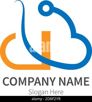 Letter I  combined with cloud technology icon logo illustration Stock Vector