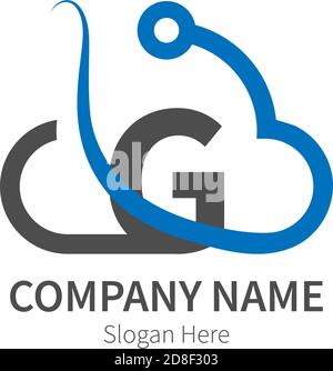 Letter G  combined with cloud technology icon logo illustration Stock Vector