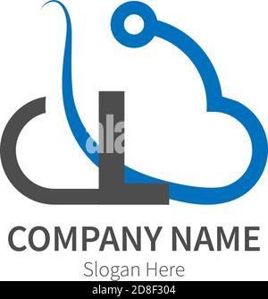 Letter L  combined with cloud technology icon logo illustration Stock Vector