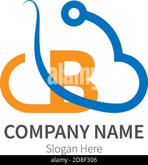 Letter B  combined with cloud technology icon logo illustration Stock Vector