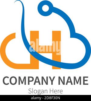 Letter H  combined with cloud technology icon logo illustration Stock Vector