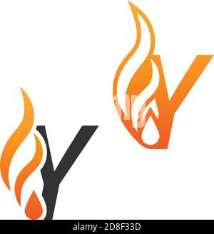 Letter Y and fire waves, logo icon concept design template Stock Vector