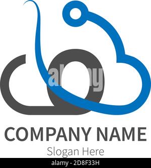 Letter O  combined with cloud technology icon logo illustration Stock Vector