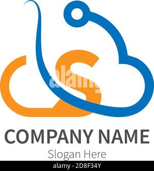 Letter S combined with cloud technology icon logo illustration Stock Vector