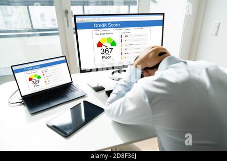 Poor Online Credit Score Rating On Computer Stock Photo