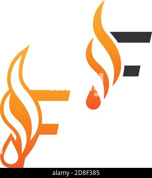 Letter F and fire waves, logo icon concept design template Stock Vector