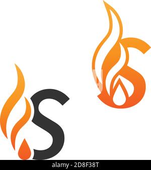 Letter S and fire waves, logo icon concept design template Stock Vector