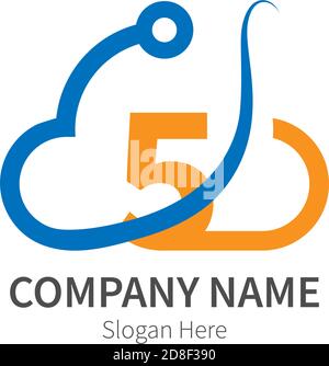 Number   combined with cloud technology icon logo illustration Stock Vector