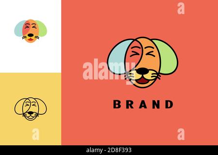 Dog head icon, colorful with outline design concept, vector flat icon. Stock Vector