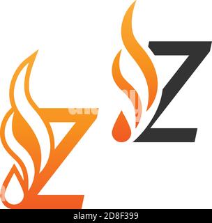 Letter Z and fire waves, logo icon concept design template Stock Vector