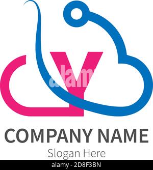 Letter Y  combined with cloud technology icon logo illustration Stock Vector