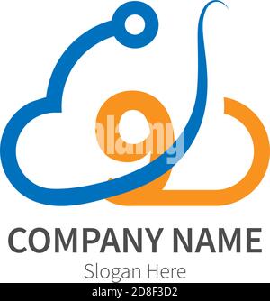 Number 9  combined with cloud technology icon logo illustration Stock Vector