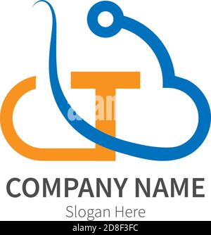 Letter T  combined with cloud technology icon logo illustration Stock Vector