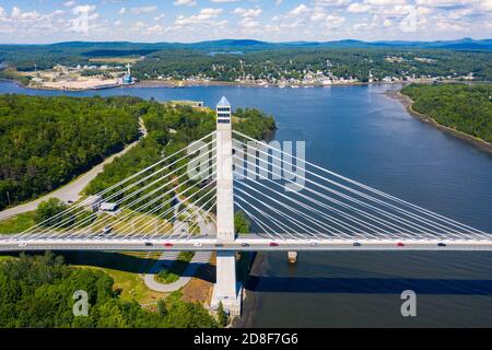 Penobscot Narrows Observatory, Penobscot Narrows Bridge, Stockton Springs, Maine, USA Stock Photo