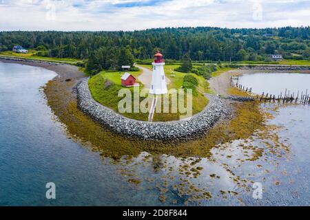 Mulholland Point Light, Welshpool, New Brunswick, Canada (from Lubec, Maine) Stock Photo