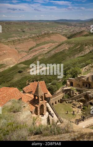 Davit Gareja Monastery is a 6th century rock-hewn, clifftop Christian monastery in Georgia, Caucasus, Europe. Stock Photo