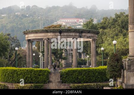 Kiosk of the Central Park of Quetzaltenango Guatemala early in the morning -park in a colonial city on a cold morning. Stock Photo