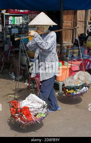 Vendor in Dam Market, Nha Trang City, Vietnam, Asia Stock Photo