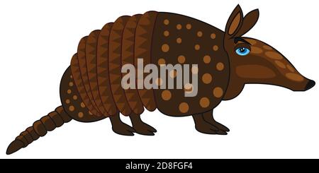 Animal armadillo on white background is insulated Stock Vector